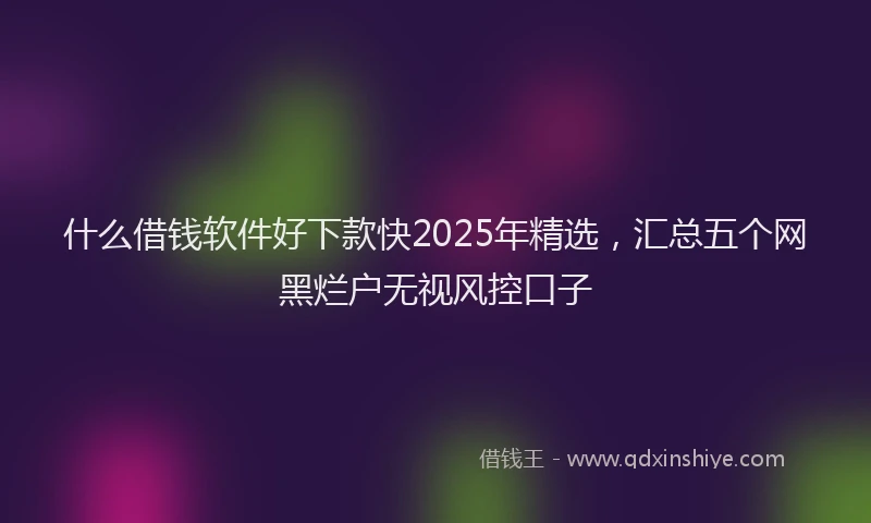 什么借钱软件好下款快2025年精选，汇总五个网黑烂户无视风控口子