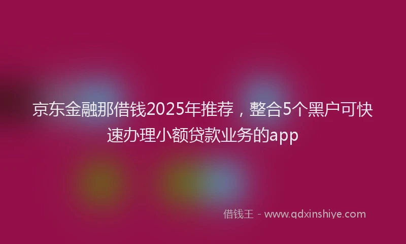 京东金融那借钱2025年推荐，整合5个黑户可快速办理小额贷款业务的app