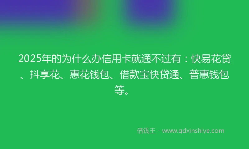 2025年的为什么办信用卡就通不过有：快易花贷、抖享花、惠花钱包、借款宝快贷通、普惠钱包等。