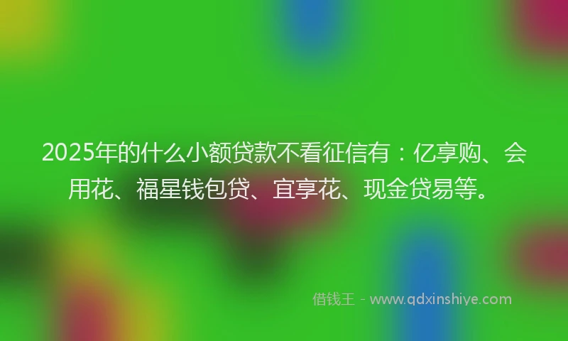 2025年的什么小额贷款不看征信有：亿享购、会用花、福星钱包贷、宜享花、现金贷易等。