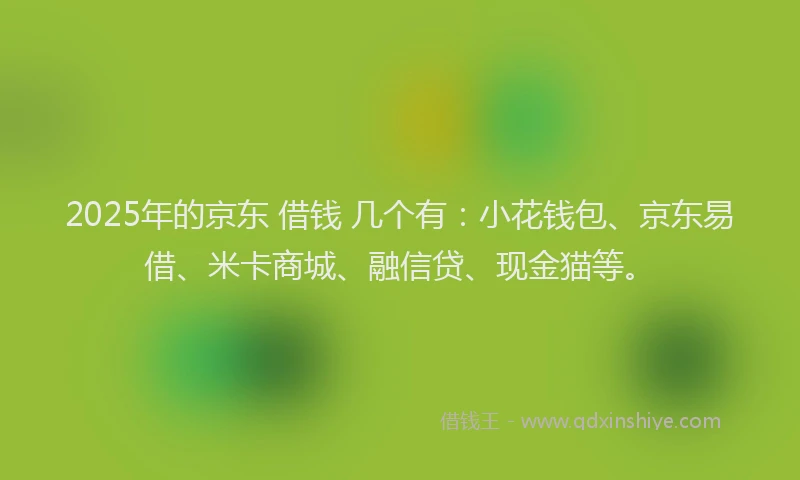 2025年的京东 借钱 几个有：小花钱包、京东易借、米卡商城、融信贷、现金猫等。