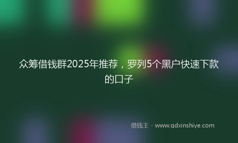 众筹借钱群2025年推荐，罗列5个黑户快速下款的口子