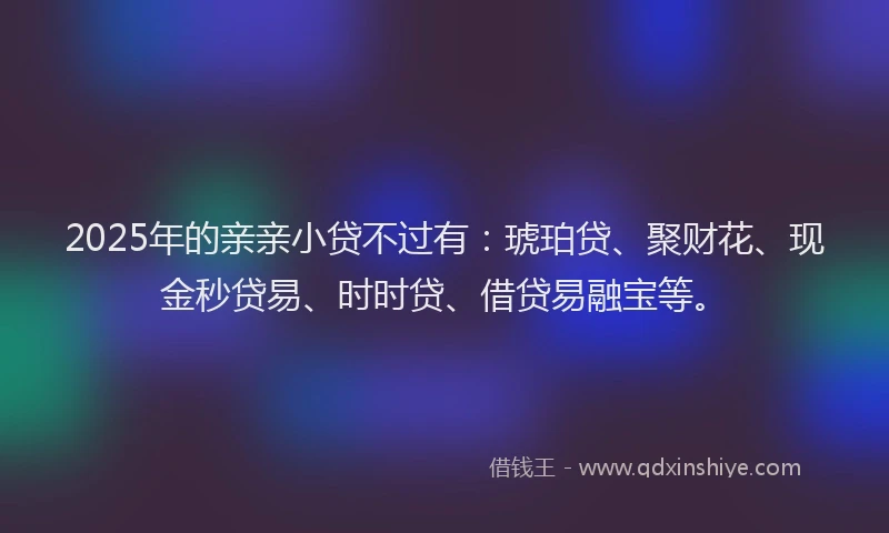 2025年的亲亲小贷不过有：琥珀贷、聚财花、现金秒贷易、时时贷、借贷易融宝等。