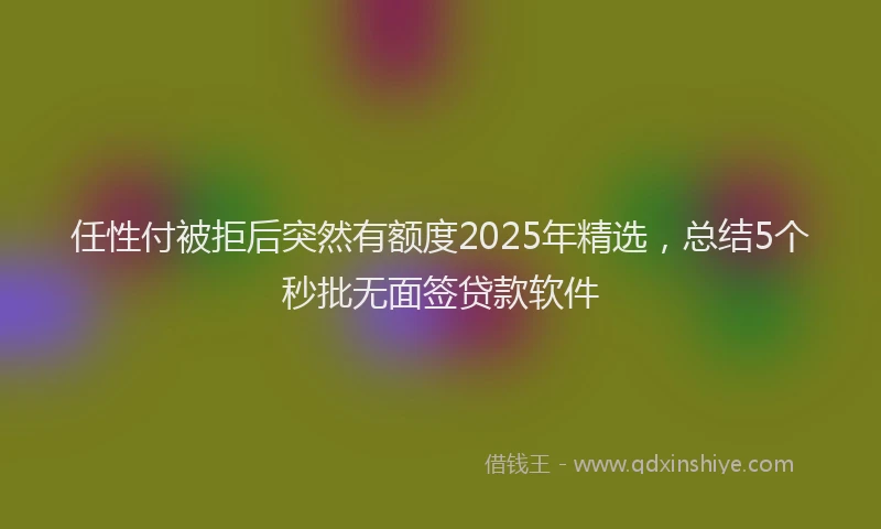 任性付被拒后突然有额度2025年精选，总结5个秒批无面签贷款软件