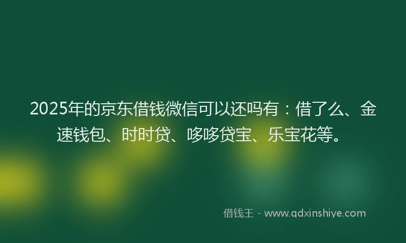 2025年的京东借钱微信可以还吗有:借了么、金速钱包、时时贷、哆哆贷宝、乐宝花等。