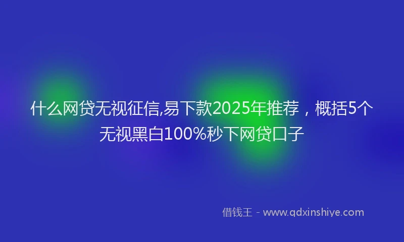 什么网贷无视征信,易下款2025年推荐，概括5个无视黑白100%秒下网贷口子
