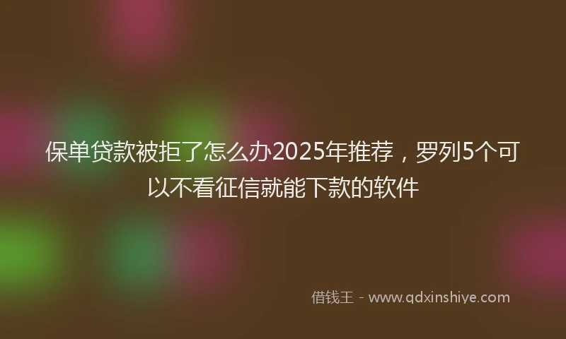 保单贷款被拒了怎么办2025年推荐，罗列5个可以不看征信就能下款的软件