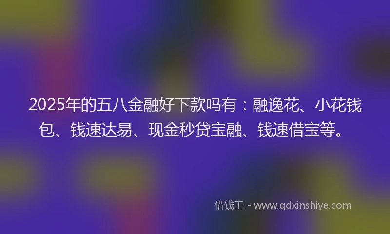 2025年的五八金融好下款吗有：融逸花、小花钱包、钱速达易、现金秒贷宝融、钱速借宝等。