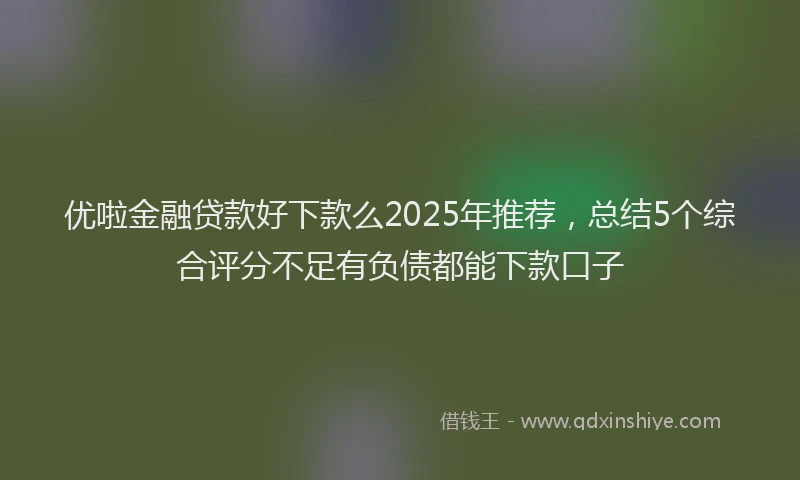 优啦金融贷款好下款么2025年推荐，总结5个综合评分不足有负债都能下款口子