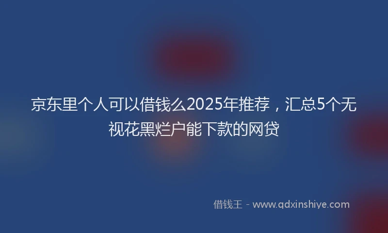 京东里个人可以借钱么2025年推荐，汇总5个无视花黑烂户能下款的网贷