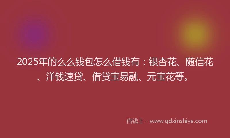 2025年的么么钱包怎么借钱有：银杏花、随信花、洋钱速贷、借贷宝易融、元宝花等。