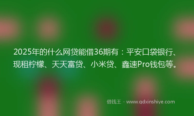 2025年的什么网贷能借36期有：平安口袋银行、现租柠檬、天天富贷、小米贷、鑫速Pro钱包等。