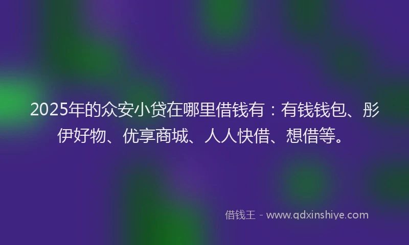 2025年的众安小贷在哪里借钱有：有钱钱包、彤伊好物、优享商城、人人快借、想借等。