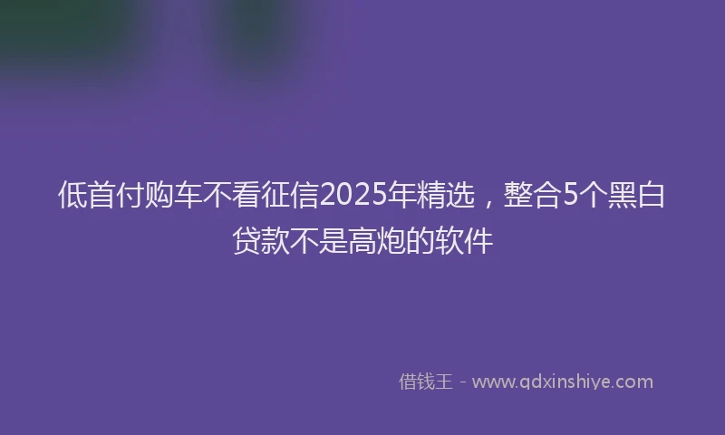 低首付购车不看征信2025年精选，整合5个黑白贷款不是高炮的软件
