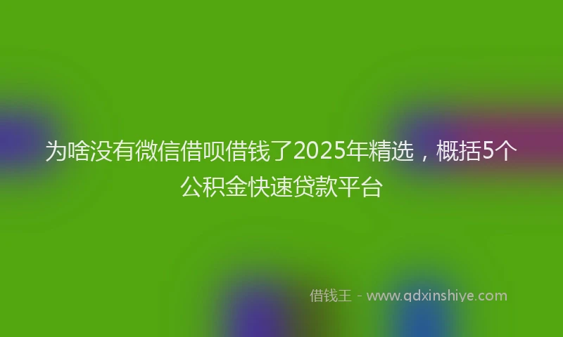为啥没有微信借呗借钱了2025年精选，概括5个公积金快速贷款平台