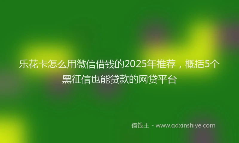 乐花卡怎么用微信借钱的2025年推荐，概括5个黑征信也能贷款的网贷平台