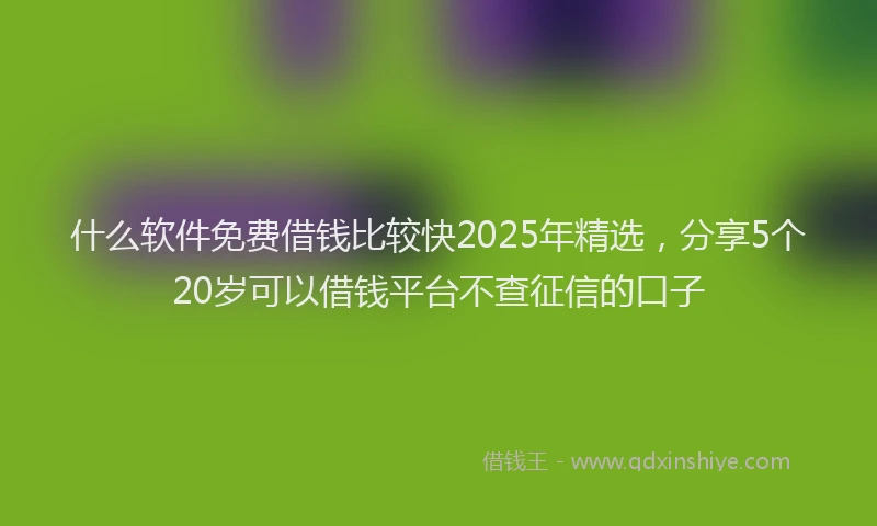 什么软件免费借钱比较快2025年精选，分享5个20岁可以借钱平台不查征信的口子
