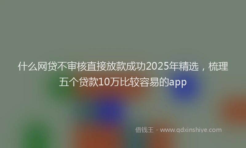 什么网贷不审核直接放款成功2025年精选，梳理五个贷款10万比较容易的app