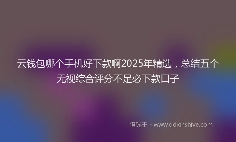云钱包哪个手机好下款啊2025年精选，总结五个无视综合评分不足必下款口子