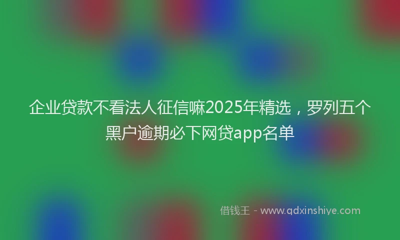 企业贷款不看法人征信嘛2025年精选，罗列五个黑户逾期必下网贷app名单