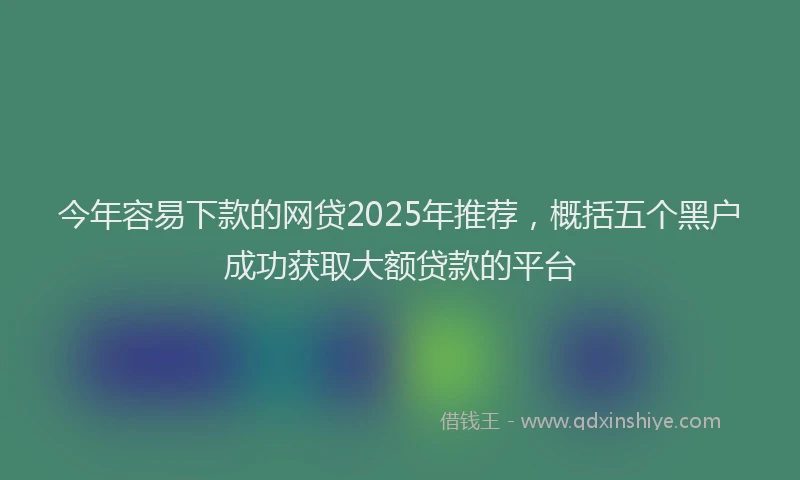 今年容易下款的网贷2025年推荐，概括五个黑户成功获取大额贷款的平台