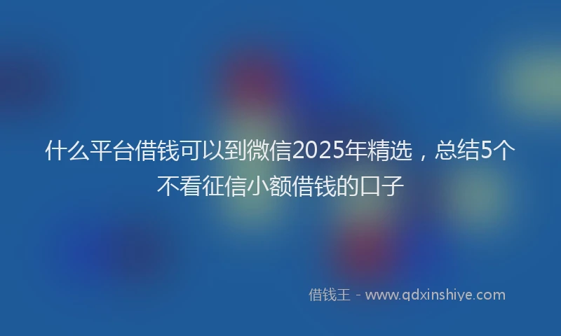 什么平台借钱可以到微信2025年精选，总结5个不看征信小额借钱的口子