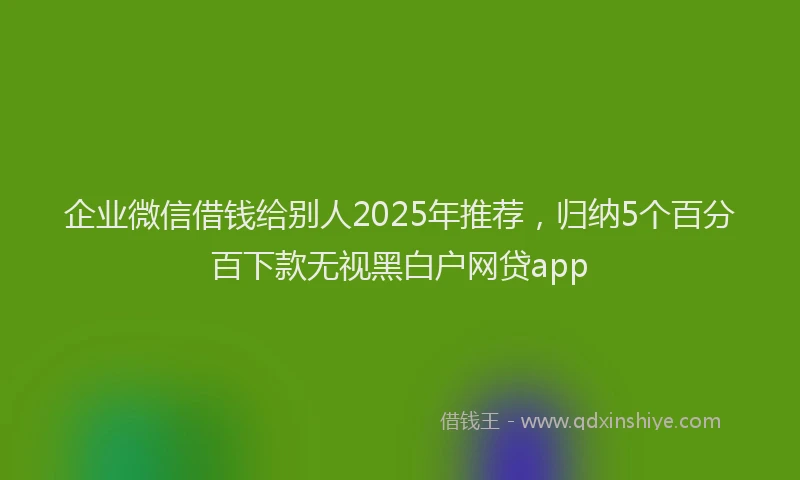 企业微信借钱给别人2025年推荐，归纳5个百分百下款无视黑白户网贷app