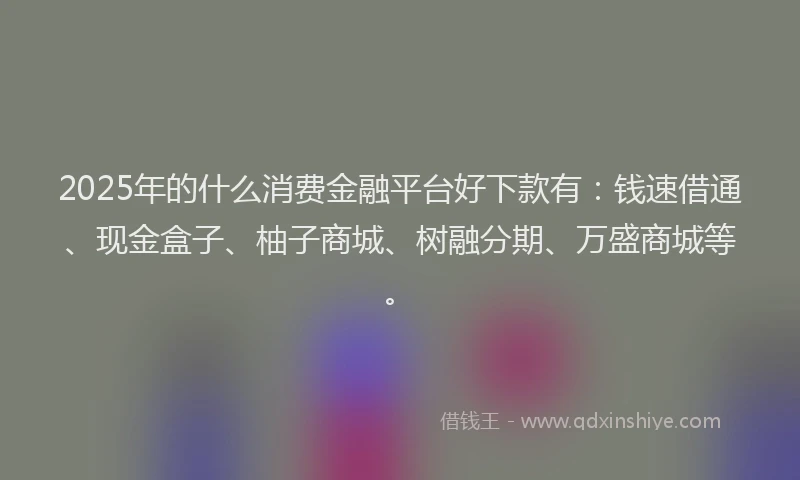 2025年的什么消费金融平台好下款有：钱速借通、现金盒子、柚子商城、树融分期、万盛商城等。