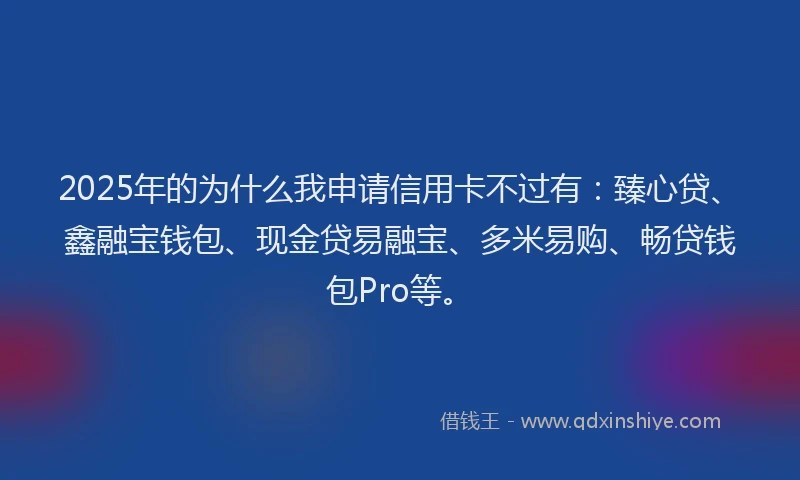 2025年的为什么我申请信用卡不过有：臻心贷、鑫融宝钱包、现金贷易融宝、多米易购、畅贷钱包Pro等。