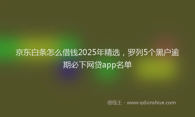 京东白条怎么借钱2025年精选，罗列5个黑户逾期必下网贷app名单