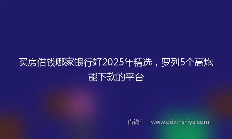 买房借钱哪家银行好2025年精选，罗列5个高炮能下款的平台