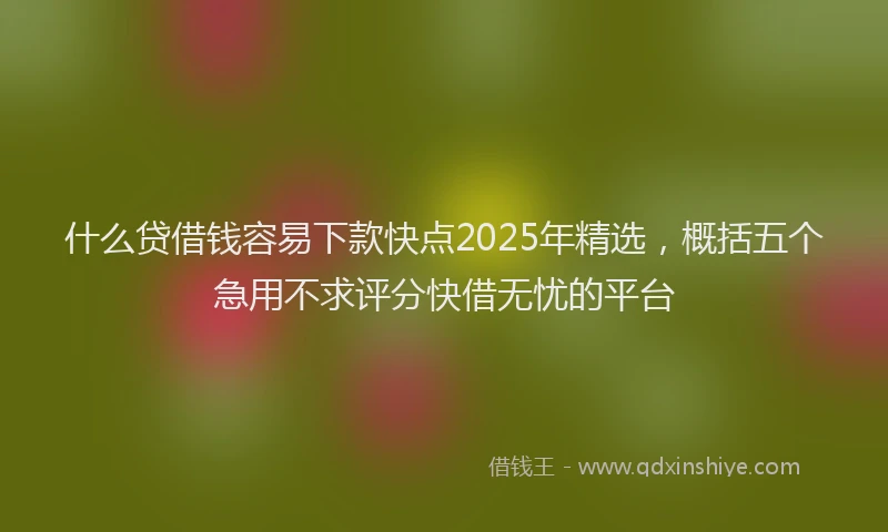 什么贷借钱容易下款快点2025年精选，概括五个急用不求评分快借无忧的平台