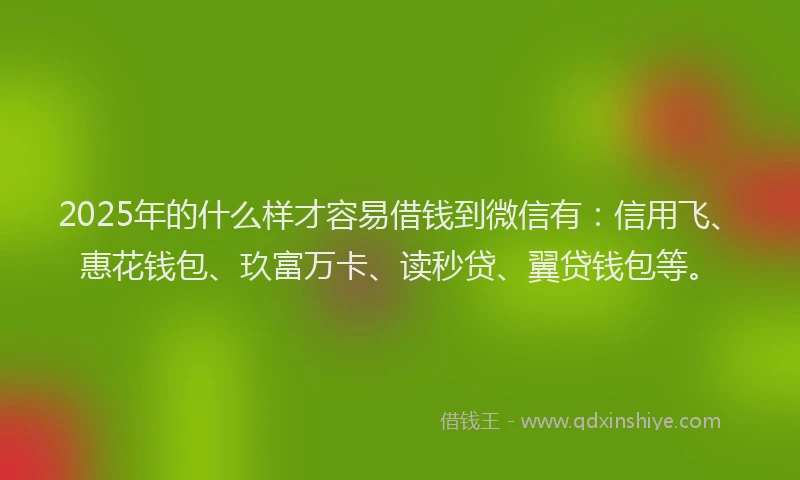 2025年的什么样才容易借钱到微信有：信用飞、惠花钱包、玖富万卡、读秒贷、翼贷钱包等。