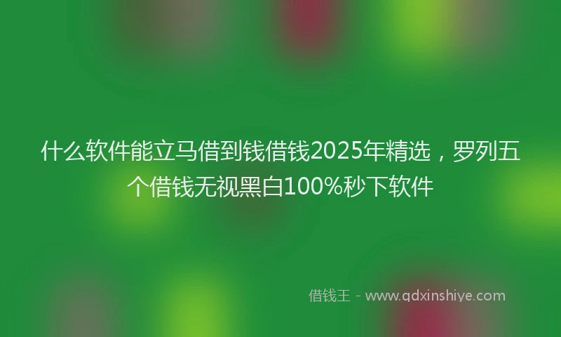 什么软件能立马借到钱借钱2025年精选，罗列五个借钱无视黑白100%秒下软件