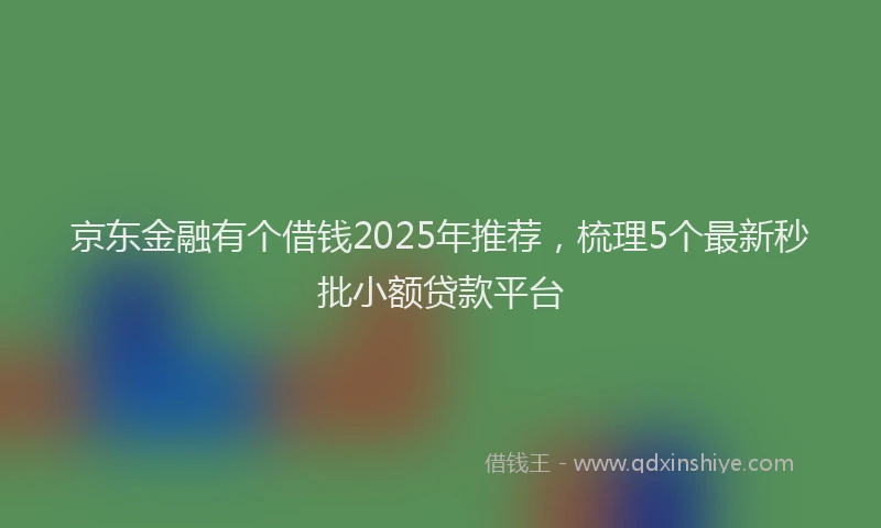 京东金融有个借钱2025年推荐，梳理5个最新秒批小额贷款平台