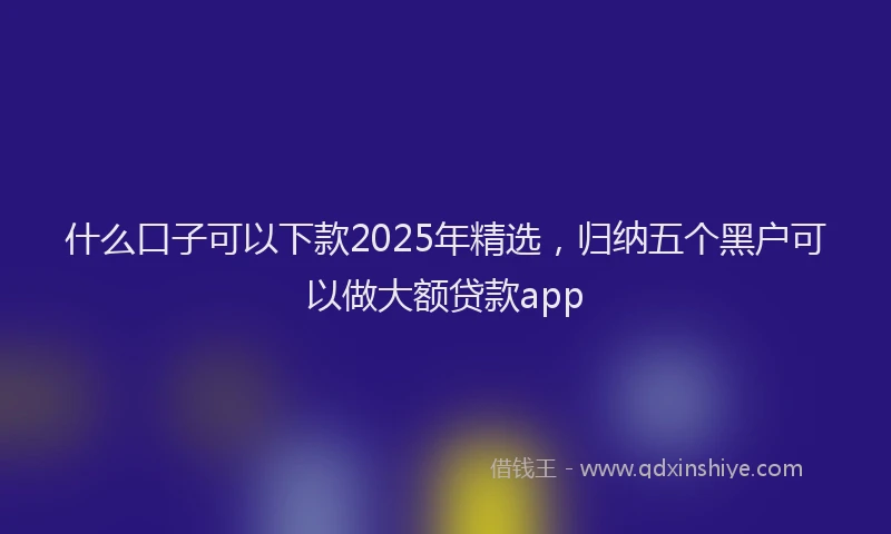 什么口子可以下款2025年精选，归纳五个黑户可以做大额贷款app