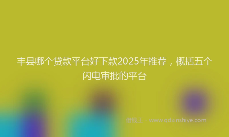 丰县哪个贷款平台好下款2025年推荐，概括五个闪电审批的平台