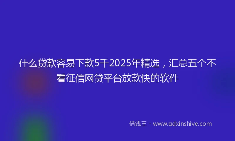 什么贷款容易下款5千2025年精选，汇总五个不看征信网贷平台放款快的软件