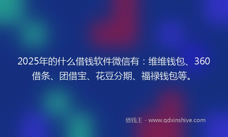 2025年的什么借钱软件微信有：维维钱包、360借条、团借宝、花豆分期、福禄钱包等。