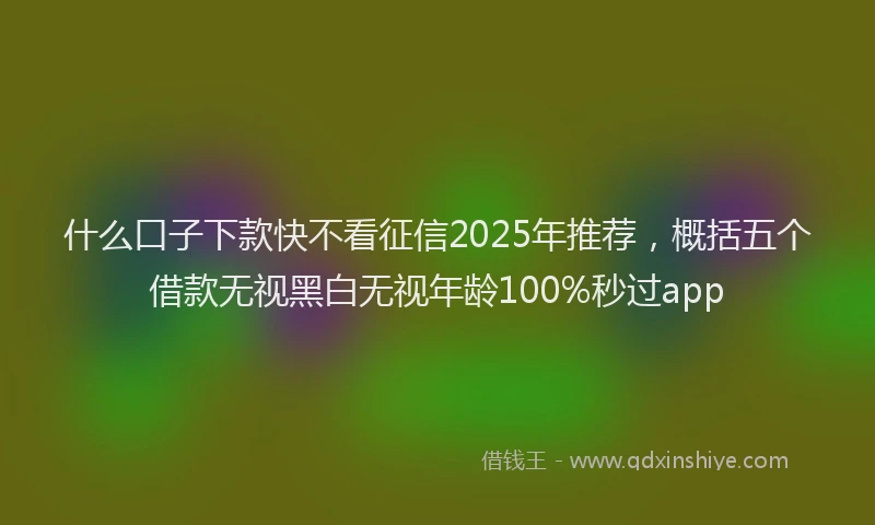 什么口子下款快不看征信2025年推荐，概括五个借款无视黑白无视年龄100%秒过app