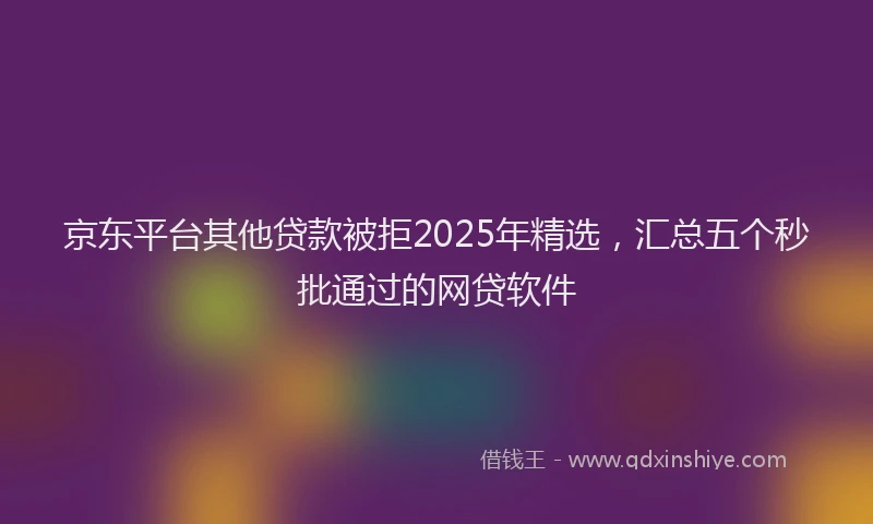 京东平台其他贷款被拒2025年精选，汇总五个秒批通过的网贷软件