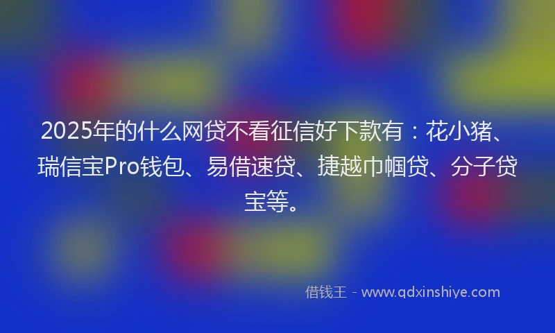 2025年的什么网贷不看征信好下款有：花小猪、瑞信宝Pro钱包、易借速贷、捷越巾帼贷、分子贷宝等。