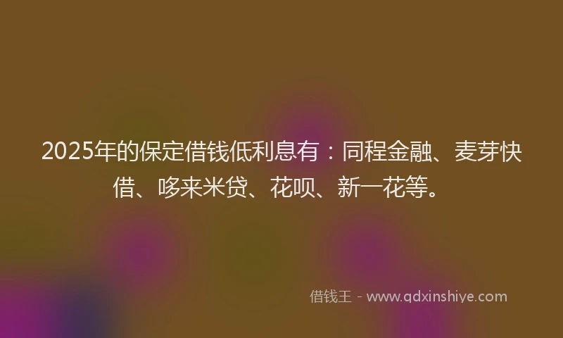 2025年的保定借钱低利息有：同程金融、麦芽快借、哆来米贷、花呗、新一花等。