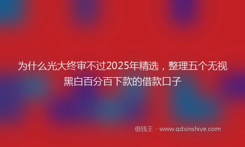 为什么光大终审不过2025年精选，整理五个无视黑白百分百下款的借款口子
