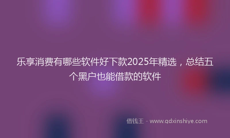 乐享消费有哪些软件好下款2025年精选,总结五个黑户也能借款的软件