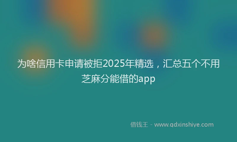 为啥信用卡申请被拒2025年精选,汇总五个不用芝麻分能借的app