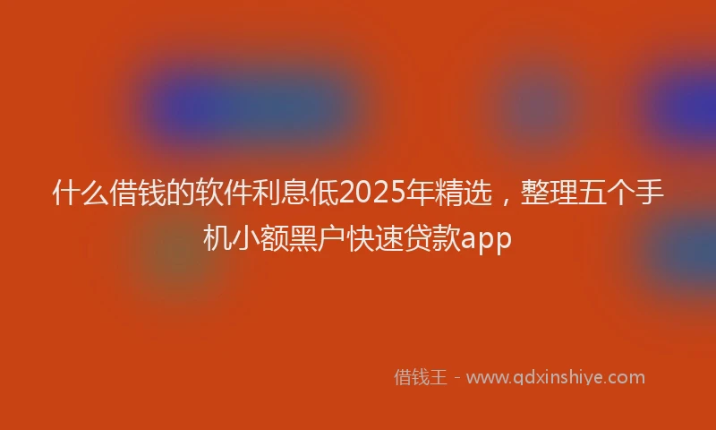 什么借钱的软件利息低2025年精选，整理五个手机小额黑户快速贷款app