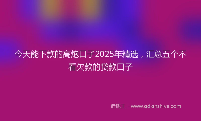 今天能下款的高炮口子2025年精选，汇总五个不看欠款的贷款口子