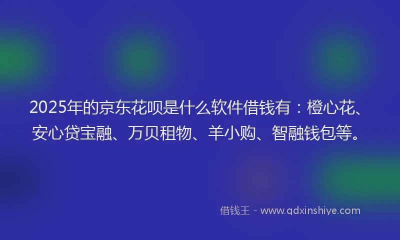 2025年的京东花呗是什么软件借钱有：橙心花、安心贷宝融、万贝租物、羊小购、智融钱包等。