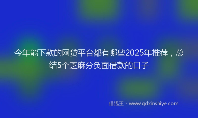 今年能下款的网贷平台都有哪些2025年推荐,总结5个芝麻分负面借款的口子